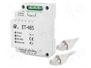 Converter; RS485/ETHERNET; 10/100 Base-T,RS485; 100Mbps; 230VAC NOVATEK ELECTRO