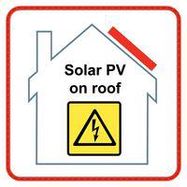 SOLAR PV ON ROOF WARNING LABEL, VINYL