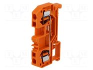 Splice terminal: rail; 0.08÷4mm2; ways: 1; terminals: 2; orange WAGO