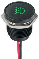 LED PANEL INDICATOR, GREEN, 16MM, 12VDC