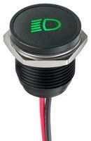 LED PANEL INDICATOR, GREEN, 16MM, 12VDC