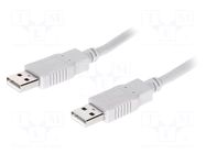 Cable; USB 2.0; USB A plug,both sides; 1.8m; grey; CCA BQ CABLE
