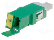 Connector: fiber optic; for panel mounting,snap fastener; green 