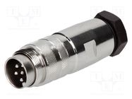 Connector: M16; plug; male; soldering; for cable; PIN: 6; 5A; 300V AMPHENOL