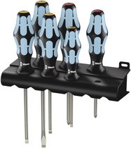 3334/6 Screwdriver set, stainless and rack, 1 x PH 1x80; 1 x PH 2x100; 1 x 0.5x3.0x80; 1 x 0.8x4.0x100; 1 x 1.0x5.5x125; 1 x 1.2x6.5x150, Wera