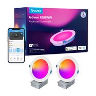 Govee B601B Smart LED Recessed Lights 2-Pack | LED ceiling lighting | 4 inches, RGBWW, Wi-Fi, Bluetooth, GOVEE