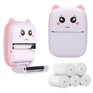 Extralink Set | EPP-001 Pink thermal printer + Plain thermal paper 5 rolls |, EXTRALINK