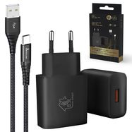 Extralink Smart Life | USB Type-A to Type-C cable set, 200cm, Black + 12W charger | Black, EXTRALINK