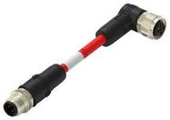 SENSOR CORD, 4P M12 PLUG-M12 RCPT, 3.3'