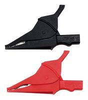 CROCODILE CLIP, BLACK/RED, 2PC