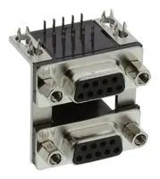 STACKED D SUB CONN, 9P RCPT-9P RCPT, TH