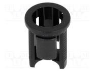 LED holder; 5mm; one-piece; black; UL94V-2; L: 9.8mm; Mat: polyamide FIX&FASTEN