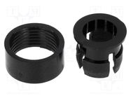 LED holder; 5mm; two-piece; black; UL94V-2; L: 6.7mm; Mat: polyamide FIX&FASTEN