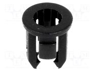 LED holder; 3mm; one-piece; black; UL94V-2; L: 6.4mm; Mat: polyamide FIX&FASTEN