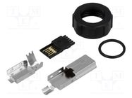 Connector: USB B mini; plug; for cable; soldering; straight; IP67 EDAC