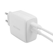 Wall Charger 65W GaN Ricomm RC652 EU, 2xUSB-C + 2.1m USB-C Cable, Ricomm