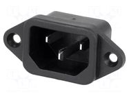 Connector: AC supply; socket; male; 10A; 250VAC; C14 (E); IEC 60320 CANAL ELECTRONIC