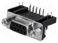 Connector: D-Sub; PIN: 9; socket; female; angled 90°; THT; UNC 4-40 AMPHENOL COMMUNICATIONS SOLUTIONS