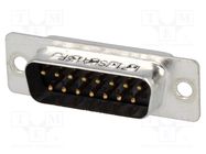 D-Sub; PIN: 15; plug; male; for cable; soldering; Contacts: brass; 5A 