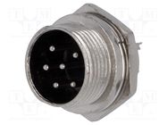 Connector: microphone; socket; male; PIN: 6; for panel mounting 