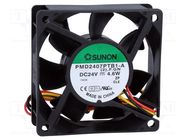 Fan: DC; axial; 24VDC; 70x70x25mm; 83.25m3/h; 45dBA; ball; Len: 300mm SUNON