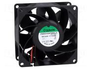 Fan: DC; axial; 24VDC; 80x80x38mm; 101.09m3/h; 47.3dBA; ball; 24AWG SUNON