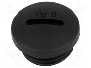 Stopper; PG9; polyamide; black; H: 10.4mm; Øout: 18.7mm 