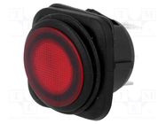 ROCKER; SPST; Pos: 2; ON-OFF; 10A/250VAC; 25A/12VDC; red; IP65; LED SCI