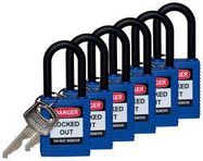 SAFETY PADLOCK, NYLON, 38.1MM, BLUE, PK6