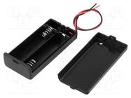 Holder; AA,R6; Batt.no: 2; cables; black; 150mm COMF