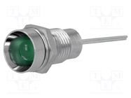 Indicator: LED; recessed; green; Ø8.2mm; IP40; for PCB; brass 