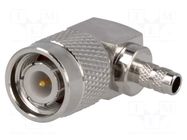 Connector: TNC; plug; male; angled 90°; 50Ω; crimped; for cable; POM AMPHENOL RF