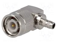 Connector: TNC; plug; male; 500V; angled 90°; 50Ω; crimped; POM AMPHENOL RF