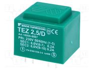 Transformer: encapsulated; 2.5VA; 230VAC; 6V; 6V; 208.3mA; 208.3mA BREVE TUFVASSONS