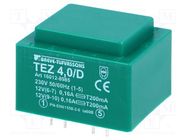 Transformer: encapsulated; 4VA; 230VAC; 12V; 12V; 166.6mA; 166.6mA BREVE TUFVASSONS