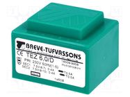 Transformer: encapsulated; 6VA; 230VAC; 7.5V; 7.5V; 400mA; 400mA BREVE TUFVASSONS