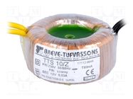 Transformer: toroidal; 10VA; 230VAC; 12V; 0.83A; Leads: cables; IP00 BREVE TUFVASSONS