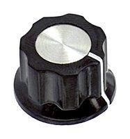 FLUTED KNOB, PHENOLIC, BLACK, 21.7MM