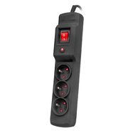 ARCON M3 PROTECTING POWER STRIP 3X SOCKETS, 1.5M CABLE, BLACK, ARMAC