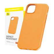 Phone Case for iPhone 15 Pro Baseus Fauxther Series (Orange), Baseus