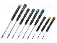 Kit: screwdrivers; Phillips cross,precision,slot; 9pcs. 