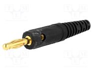 Connector: 4mm banana; plug; 10A; 33VAC; 70VDC; black; gold-plated SCHÜTZINGER