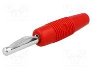 Connector: 4mm banana; plug; 30A; 60VDC; red; non-insulated; 3mΩ HIRSCHMANN T&M