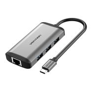 Docking Station 6 in 1 USB-C do HDMI, 3x USB3.0, RJ45, PD Vention CNCHB 0,15m gray, Vention