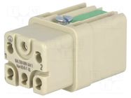 Connector: HDC; contact insert; female; 16A; 400V; Han Q; PIN: 6 HARTING
