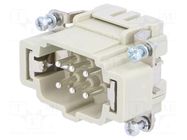 Connector: HDC; contact insert; male; 16A; 500V; Han® ES; PIN: 6 HARTING