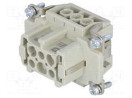 Connector: HDC; contact insert; female; Han E®; PIN: 6; 6+PE; 16A HARTING