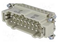 Connector: HDC; contact insert; male; 16A; 500V; Han E®; PIN: 16 HARTING