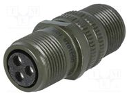 Connector: circular; plug; for cable; PIN: 3; female; soldering AMPHENOL