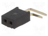 Connector: pin strips; socket; female; PIN: 2; angled 90°; 1.27mm CONNFLY